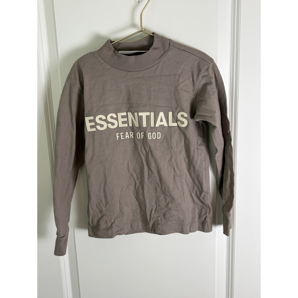 Fear of God Essentials Kids Fleece Crewneck, Desert Taupe, Size 2/3